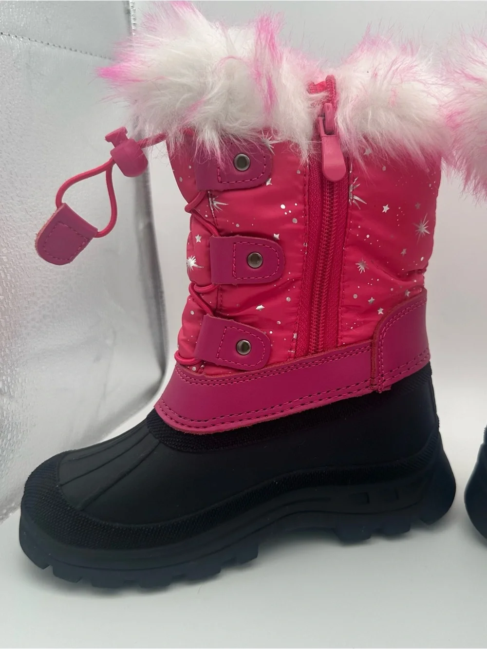 Dream Pairs Pink/Black/White Winter Waterproof Snow Boots w/ Fur Size 10